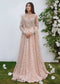 Amazing Peach Color Anarkali Round Flair Silk Gown