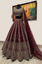 Maroon Color Soft Art Silk Jardoshi Work Lehenga For Women