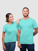 T PLAIN COPLE TSHIRT cyan  Love Couple T-Shirts Set for him and her Valentines Day,Joggeres