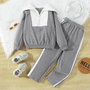 girls kids grey Sweater-T-shirt Jogger set