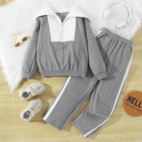 girls kids grey Sweater-T-shirt Jogger set