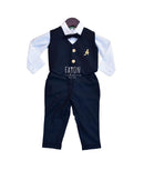 Kids Boys Sky Blue Solid 3 Piece Suits