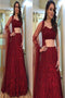 Maroon Color Zari Round Flair Festival Wear Lehenga Crop Top