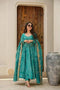 Designer Soft Bottle Green  Color Flared Printed Gown