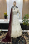 Royal White Color Handwork  Round Flair Gown For Women