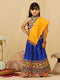 Royal Blue Navratri Special Rose Petals Striped Pleated Lehenga Choli for kids girl