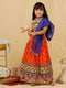 Navratri Special Rose Petals Striped Pleated Lehenga Choli For Girl