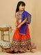 Designer Navratri Special Rose Petals Striped Pleated Lehenga Choli for kids girl