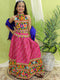 Thread Pink Color Embroidered Stylish Halter Neck Top And Lehenga For Girl