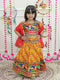 Musted Yellow Floral Bandhani Flaired Lehenga Choli for Little Girls