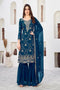 Nevy Blue Colour Pure Chinnon Silk With Heavy Embroidery Work Kurti With Pant