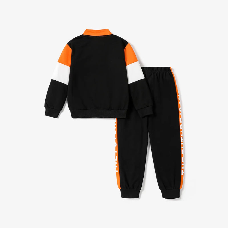 orange white and black color t-shirt and pants