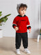 Kids red & black Printed Pure Cotton T-Shirt and jens set