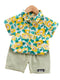 Boys yellow ,green & pista Printed Pure Cotton Shirt with Shorts
