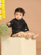 Boys Navy Blue & Golden Silk Blend Kurta with Dhoti Pants