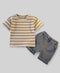 Boys Striped cream best T-shirt with Shorts Set
