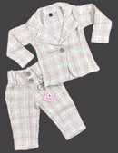 Girls white Printed Tunic With Trousers
