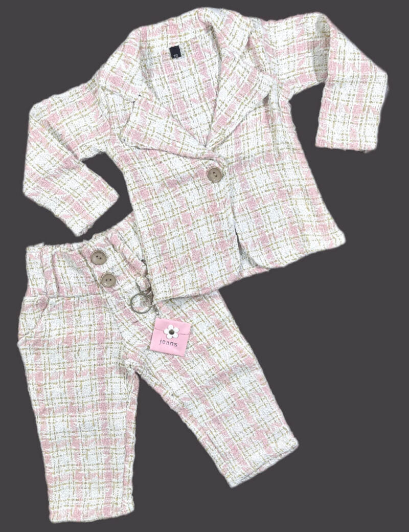 Girls white Printed Tunic With Trousers