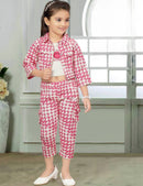 Girls Printed Pure Silk Tunic With Trousers