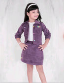 Girls purpul 3 Pcs Corduroy Co-Ord Set