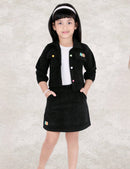 Girls black 3 Pcs Corduroy Co-Ord Set
