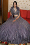 Grey Color Indian Designer Thread Work Lehenga Collection For Girls