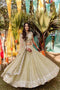 Grey Color Party Wear Embroidery Work Wedding Lehenga For Bride