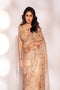 Celebrity Style Beige Color Thread Embroidery Work Saree